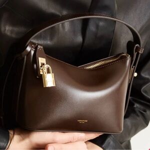 NWT Verafied Dark Brown Leather Shoulder Bag